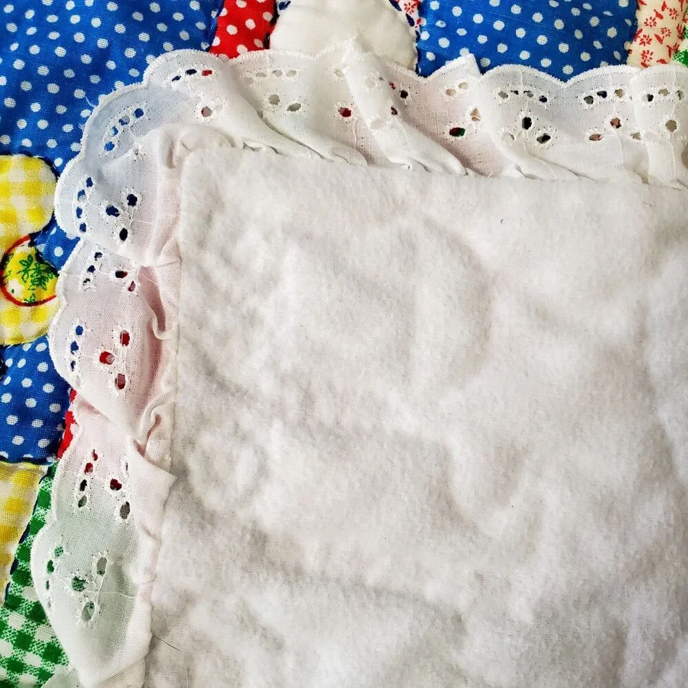 Vintage Baby Quilt Blanket 1970's Spring Mills Childrens Mixed Print 44